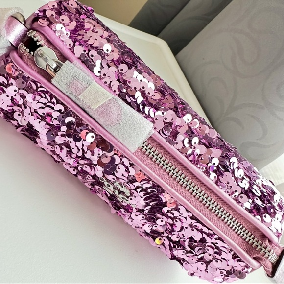 Coach Nolita Barrel Bag Lilac Pink Sequins Silver Hardware Style CQ589 - Picture 9 of 14